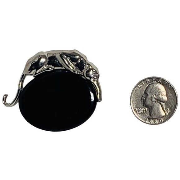 VTG JJ 1988 Black Onyx Glass Panther Brooch 2" Whimsical Figural Brooch Girlcore - Picture 8 of 8